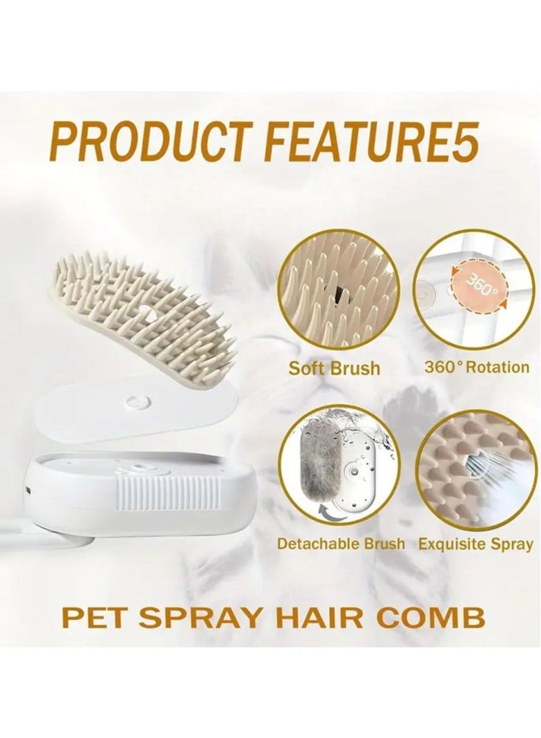 فرشاة القطط البخارية، 3 في 1 فرشاة بخارية للقطط، فرشاة قطط للتدليك، فرشاة تصفيف الشعر للحيوانات الأليفة بتقنية USB، مزيل الشعر ومستلزمات الحيوانات الأليفة - Image 2