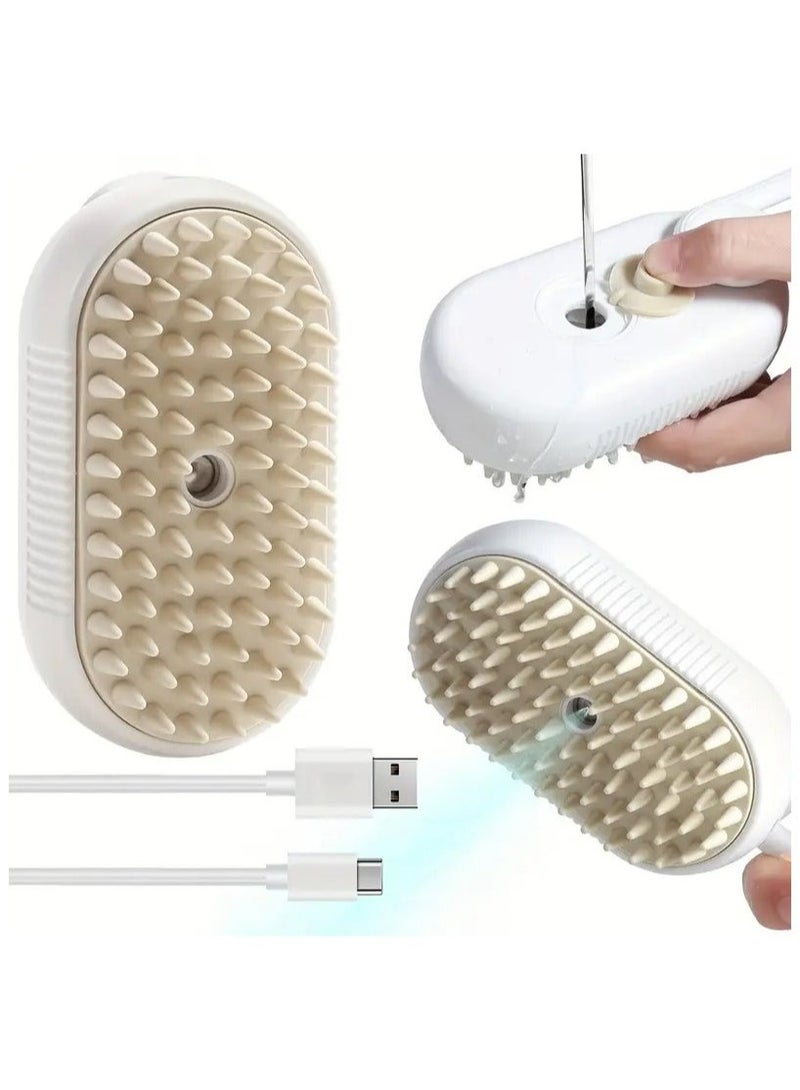 فرشاة القطط البخارية، 3 في 1 فرشاة بخارية للقطط، فرشاة قطط للتدليك، فرشاة تصفيف الشعر للحيوانات الأليفة بتقنية USB، مزيل الشعر ومستلزمات الحيوانات الأليفة - Image 4