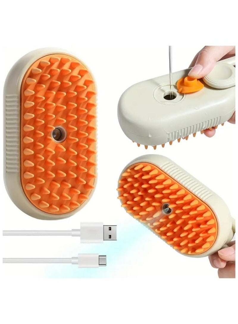 فرشاة القطط البخارية، 3 في 1 فرشاة بخارية للقطط، فرشاة قطط للتدليك، فرشاة تصفيف الشعر للحيوانات الأليفة بتقنية USB، مزيل الشعر ومستلزمات الحيوانات الأليفة - Image 5