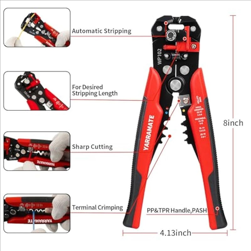 Universal Handheld Quick Automatic Wire Stripper Tool, Stripping Of Wire Range: 24-10AWG/0.2-6mm², Wire Cutter For Electrical Cable Cutting, Crimping Tool, Self Adjusting Wire Stripper, 8 - Image 2