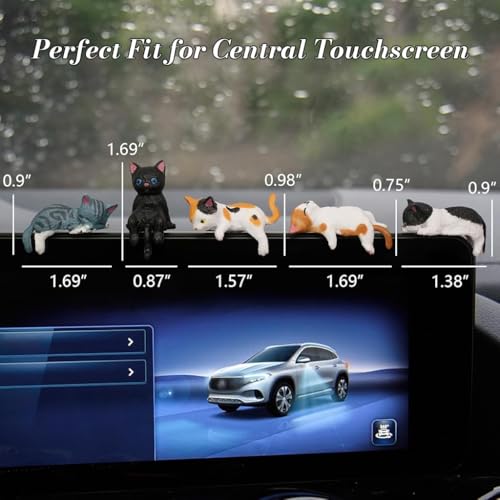 STHIRA® Central Touchscreen Ornaments Universal Fit Pack of 5 Adorable Cats Charms Car Dashboard Decoration Items Cute PVC Cartoon Kitty Ornaments Driving Companions Gifts - Image 2
