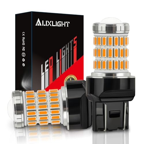 AUXLIGHT مصابيح LED AUXLIGHT 7440 7441 7443 7444 T20 992 W21W باللون الأصفر الكهرماني، فائقة السطوع 60-SMD بديل لمصابيح الإشارة، إشارة الانعطاف/مواقف أو مصابيح التشغيل، مصابيح الفرامل/المؤخرة (عبوة من 2) - Image 1
