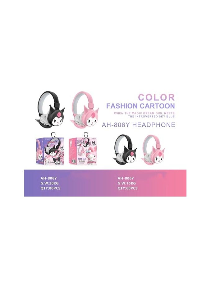 kuromi Wireless Bluetooth Over-Ear Headphone Foldable Gaming Headset Support FM Computer Mobile Phone Music Stereo Headset for Sanrio Kuromi Character - Image 4