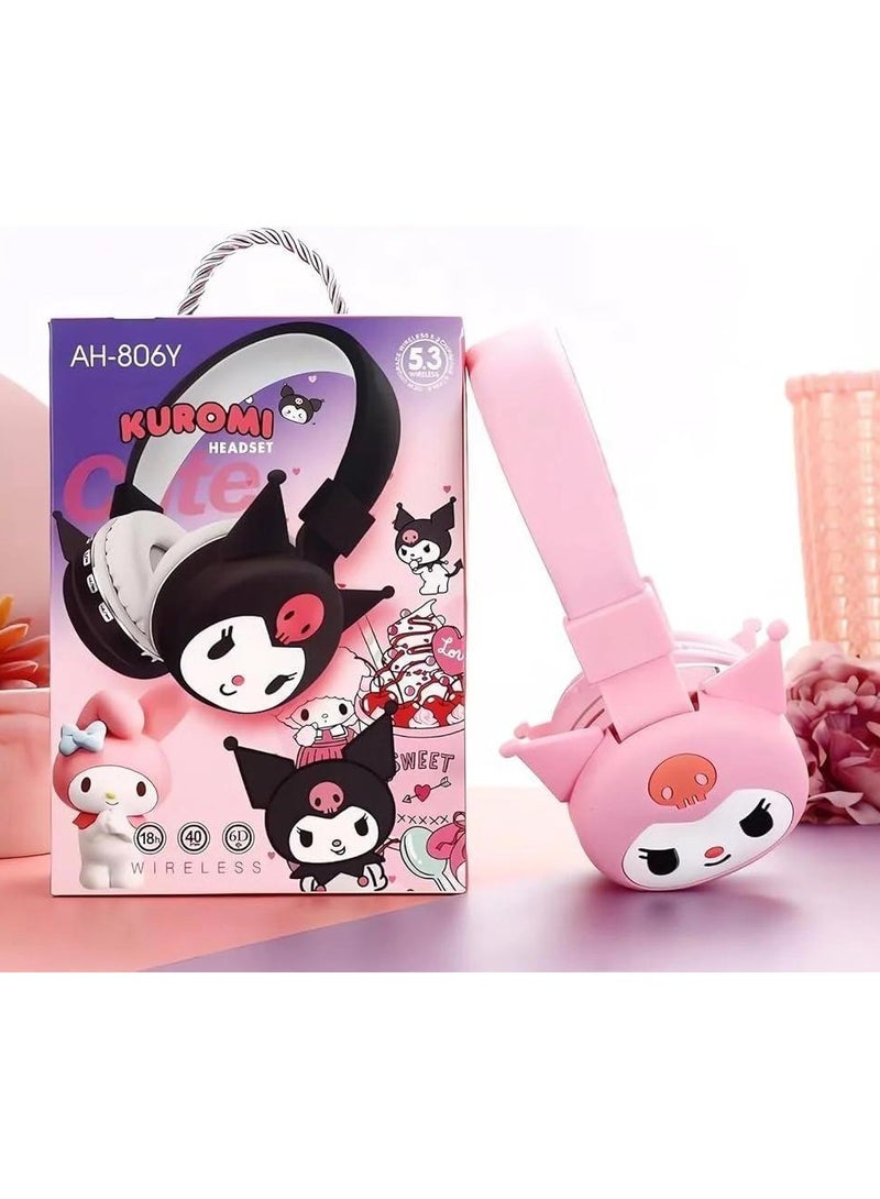 kuromi Wireless Bluetooth Over-Ear Headphone Foldable Gaming Headset Support FM Computer Mobile Phone Music Stereo Headset for Sanrio Kuromi Character - Image 5