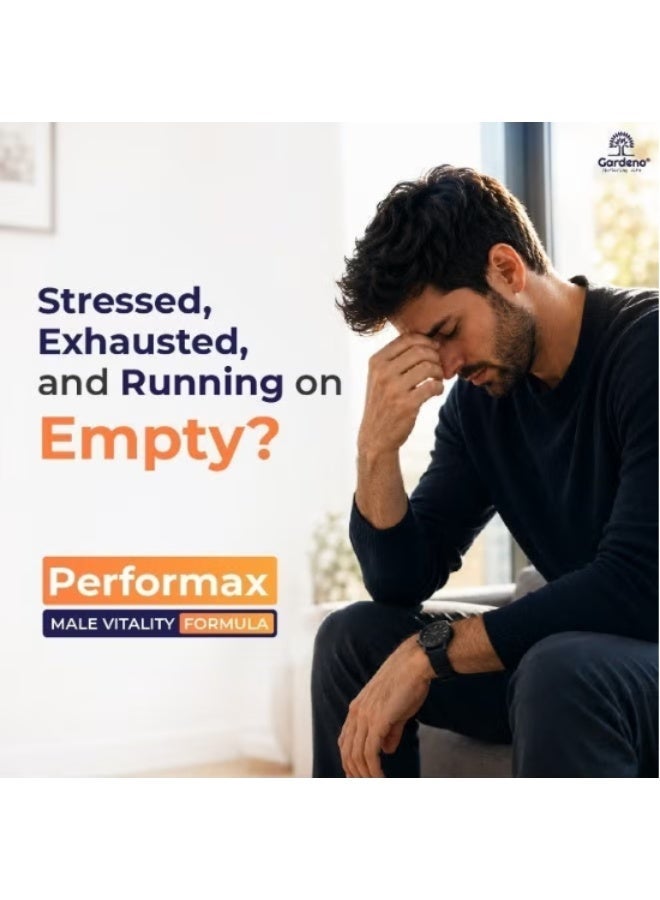 Gardeno Performax Vitality Supplement for Men – Energy & Stamina Support, 60 Vegetable Capsules - Image 3