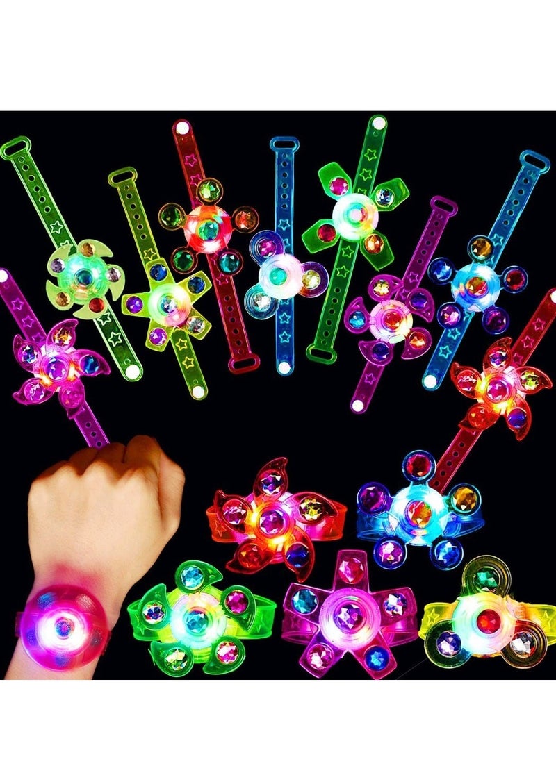 DURKU 24 Pack Light-up Spinner Bracelets, Fidget Spinner Bracelets Glow in The Dark Party Supplies, Favors Kids Birthday Small Mini Toys Goodie Bag Fillers - Image 1