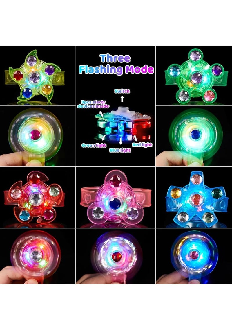 DURKU 24 Pack Light-up Spinner Bracelets, Fidget Spinner Bracelets Glow in The Dark Party Supplies, Favors Kids Birthday Small Mini Toys Goodie Bag Fillers - Image 2