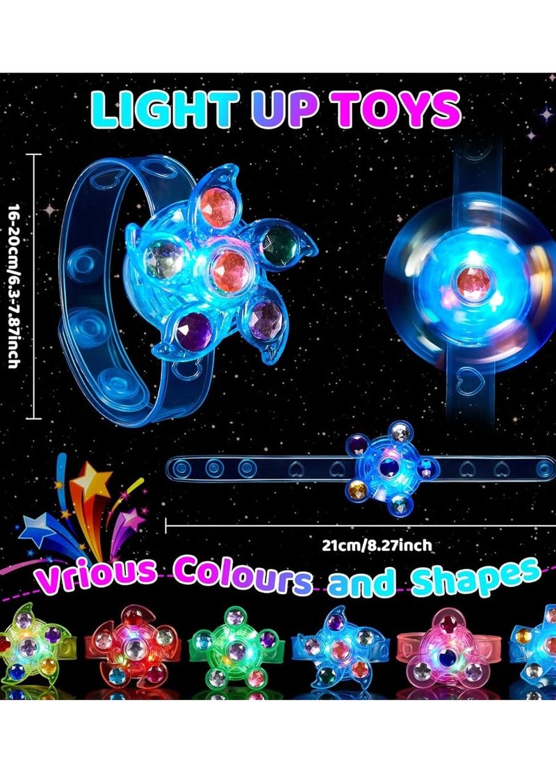 DURKU 24 Pack Light-up Spinner Bracelets, Fidget Spinner Bracelets Glow in The Dark Party Supplies, Favors Kids Birthday Small Mini Toys Goodie Bag Fillers - Image 3