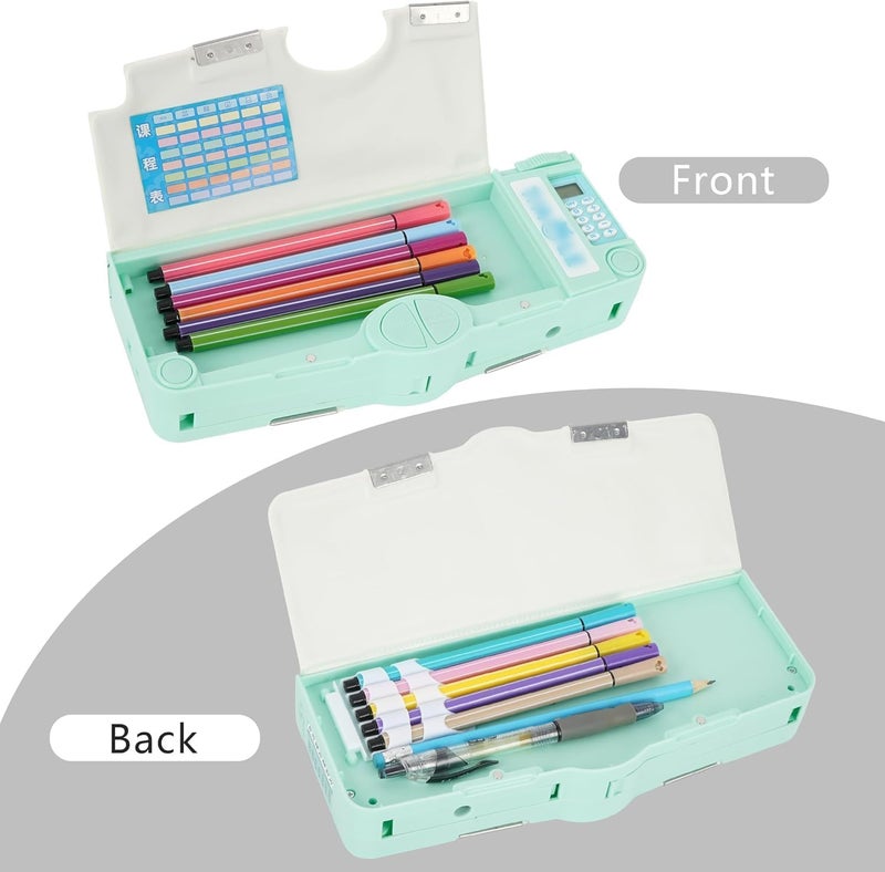 Royals hub Astronaut Magnetic Multifunctional Pencil Box, Cute School Compass for Kids, Buttons Operated Geometry Pencil Box Kids Include Calculator-Scissor-Ruler-Eraser-Sharpener (Blue Space) - Image 5