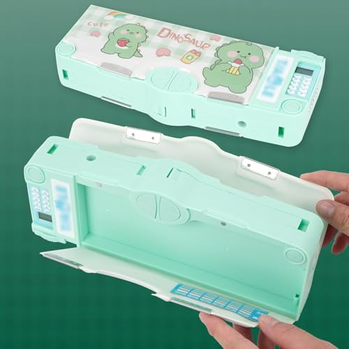 Royals hub Astronaut Magnetic Multifunctional Pencil Box, Cute School Compass for Kids, Buttons Operated Geometry Pencil Box Kids Include Calculator-Scissor-Ruler-Eraser-Sharpener (Blue Space) - Image 4