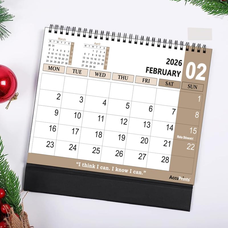 AccuPrints® Desk Calendar 2026 Planner-A5 Size (5.8 x 8.2) inch For Office Home Table New Year Hanging Kids (14 x 20.5) cm- (Green Color Desk) - Image 5