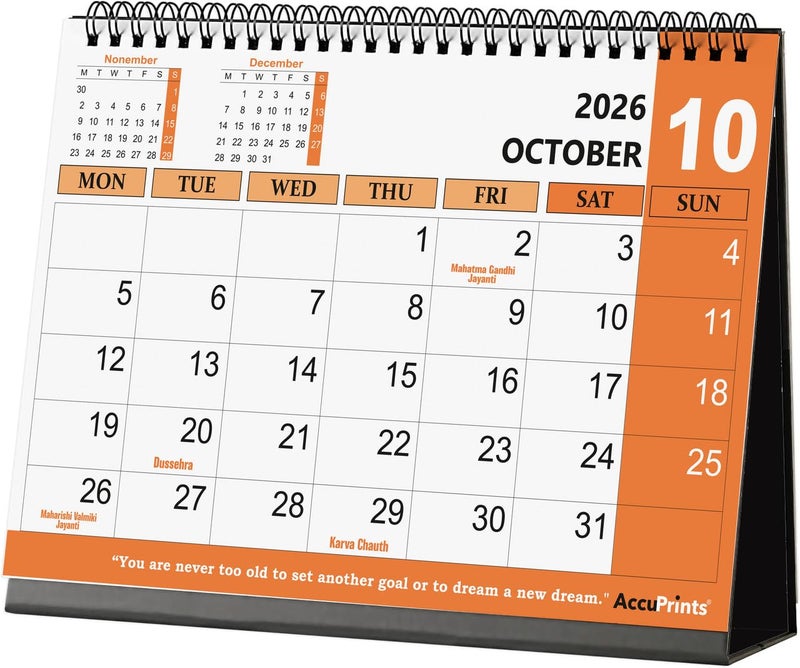 AccuPrints® Desk Calendar 2026 Planner-A5 Size (5.8 x 8.2) inch For Office Home Table New Year Hanging Kids (14 x 20.5) cm- (Green Color Desk) - Image 4