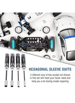 Excefore Hex Nut Driver Set Hexagonal Head Nut Wrench 4.0/5.5/7.0/8.0mm 4Pcs RC Repair Tools Kit Socket Screwdrivers for RC Cars Model Airplanes Sportinggoods Deformation Model  - Image 3