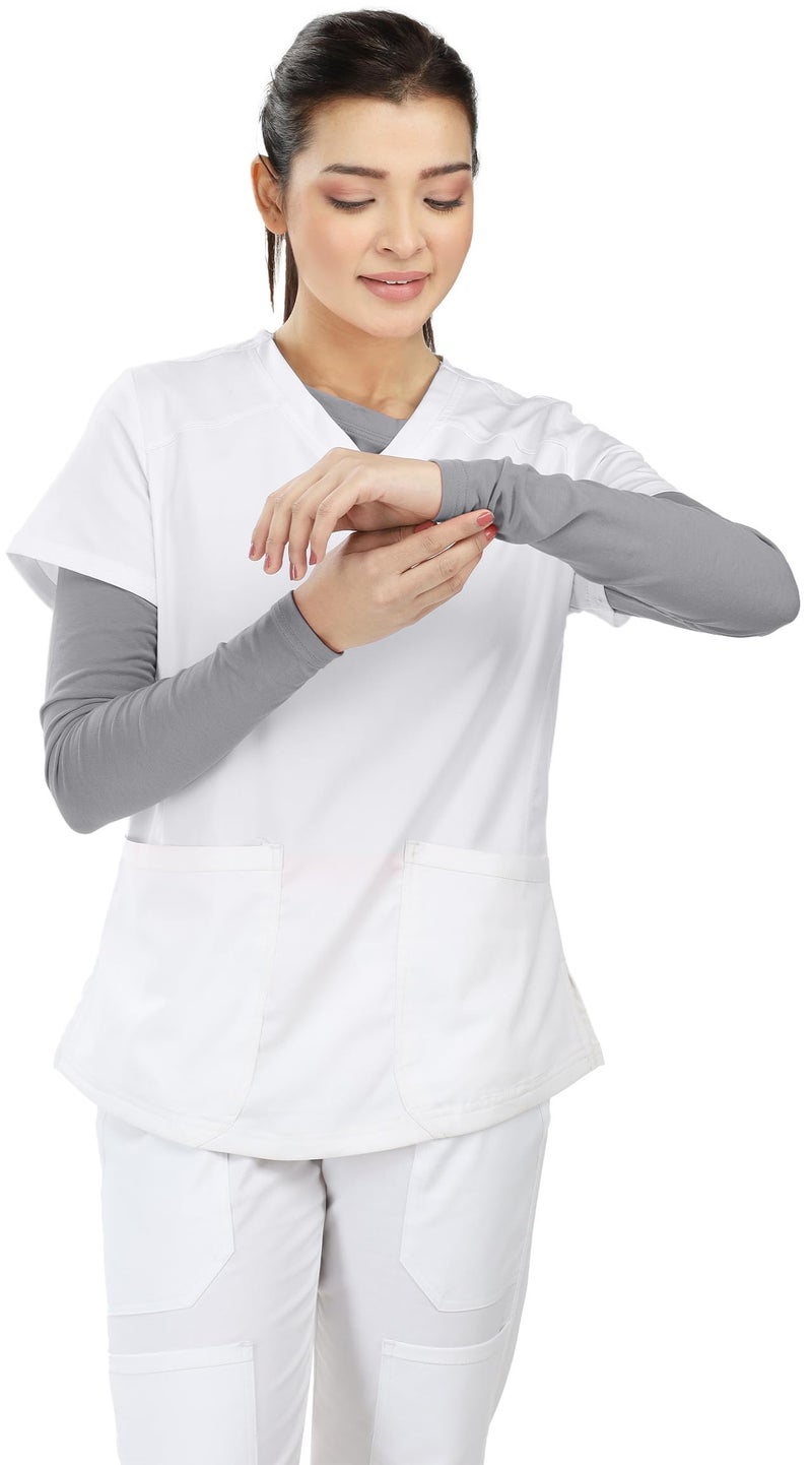 NY Threads Womens Under Scrub Slim Fit Long Sleeve T-Shirt Underscrub Comfort Tee, Small, Light Grey - Image 4