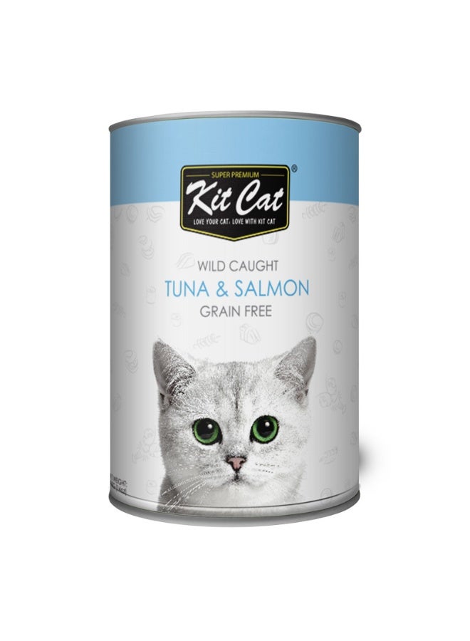 Kit Cat Wild Caught Tuna & Salmon Cat Wet Food 400g - Image 1