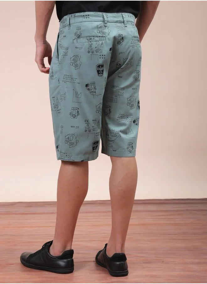 شركة المرآب الهندية Men Relaxed Fit Stretchable Graphic Printed Mid-Rise Resort Wear Shorts