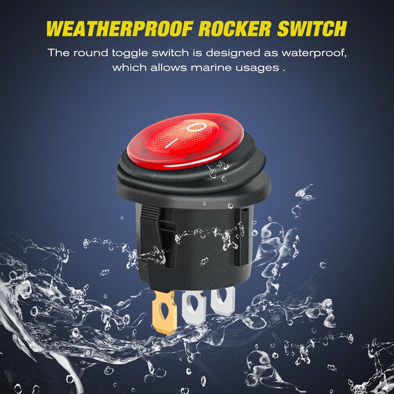 Nilight 3 Gang Rocker Switch Panel 12V Waterproof On-Off Toggle Switches with Red LED Light 3 Pin for Automotive Lights Marine Boat Car Camper Truck Vehicles - Image 2