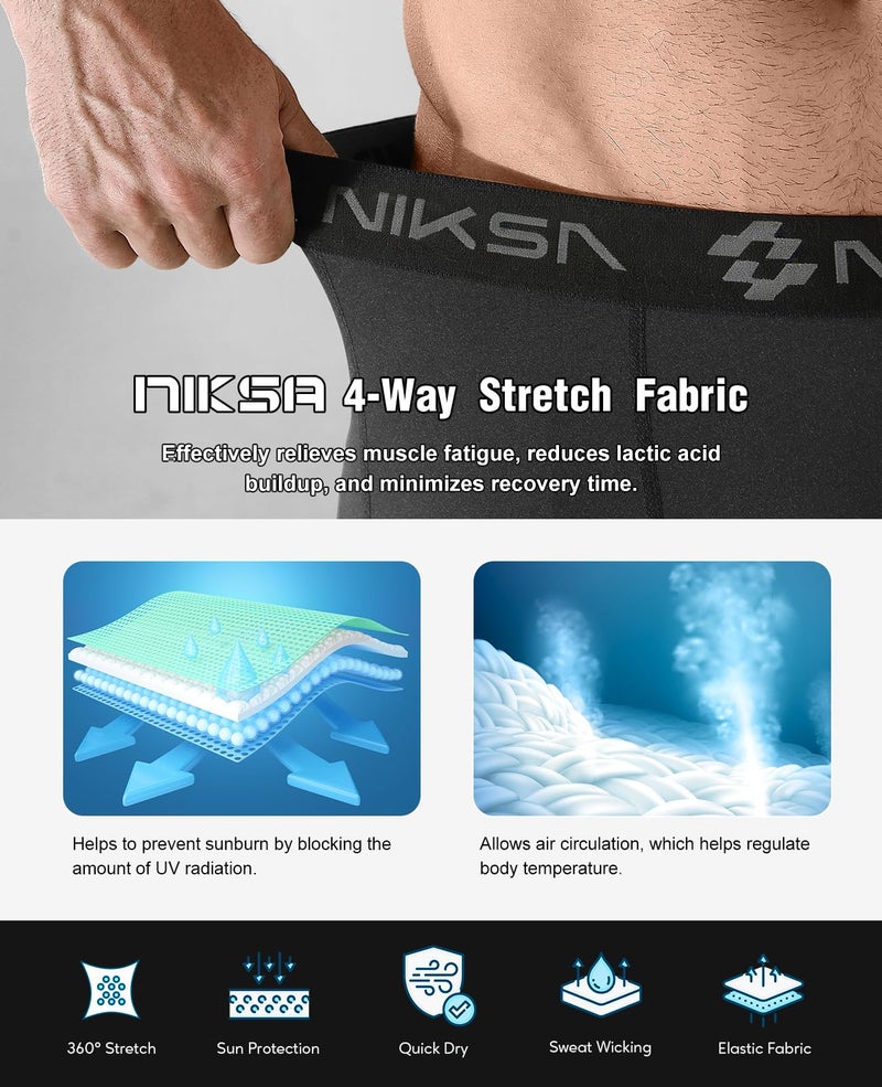 Niksa 2/4 Pack Compression Shorts Men with Pocket, Spandex Running Shorts Sport Athletic Workout Performance Underwear - Image 5