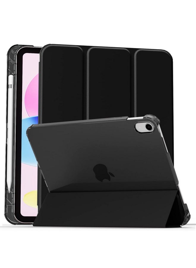 برو إليت - غطاء ProElite Smart Flip Case لجهاز Apple iPad 10th Gen مع ظهر شفاف وحامل قلم رصاص، أسود - Image 1