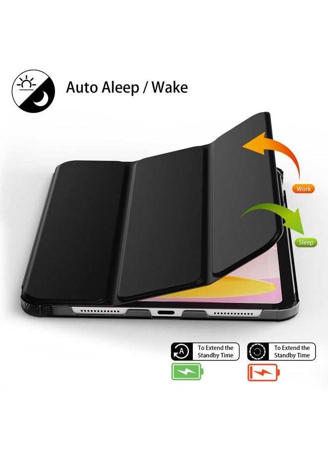 برو إليت - غطاء ProElite Smart Flip Case لجهاز Apple iPad 10th Gen مع ظهر شفاف وحامل قلم رصاص، أسود - Image 1