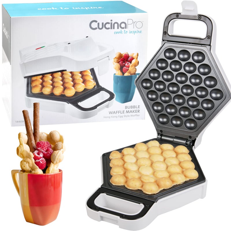 CucinaPro Bubble Waffle Maker- Electric Nonstick Hong Kong Egg Waffler Iron Griddle w Ready Indicator Light- Ready in under 5 Mins w Recipe Guide- Homemade DIY Ice Cream Cones- Special Breakfast, Dessert Gift - Image 1