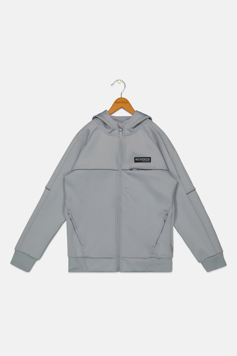 McKenzie Kids Boy Sportswear Fit Long Sleeve Outdoor Sweatshirt, Light Grey - Image 1