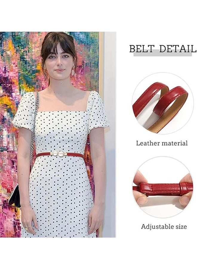 3PCS Women Skinny Leather Belt Set, Accessories Waist Strap, Women Waistband, Thin Adjustable Waist Belts with Metal Buckle for Jeans, Pants, Dresses, Elegant Vintage Style - Image 2