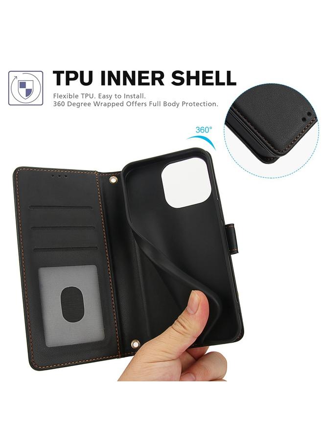 زبون جراب لهاتف iPhone 11 Pro Max مصنوع من الجلد بلون نقي وفتحات للبطاقات مع حبل مزدوج - Image 4