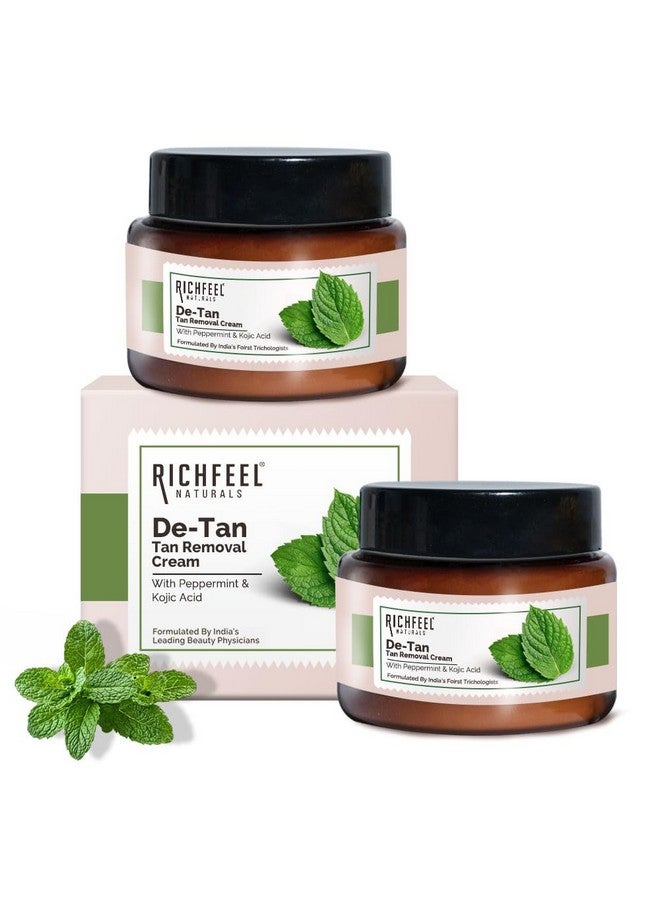 Richfeel De-tan Cream | Natural Skin Tan Removal with Peppermint, Honey, and Cucumber |Ayurvedic and Organically Pure| Tan Removal Face Pack for All Skin Types| 100 g (Pack of 2) - Image 1