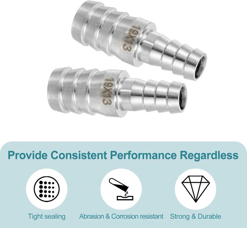 QUARKZMAN 2 pieces diameter 19 x 13 mm hose nozzle reducer pipe fitting, 304 stainless steel hose pipe fitting for vacuum systems, industrial pipe connections, silver - Image 4