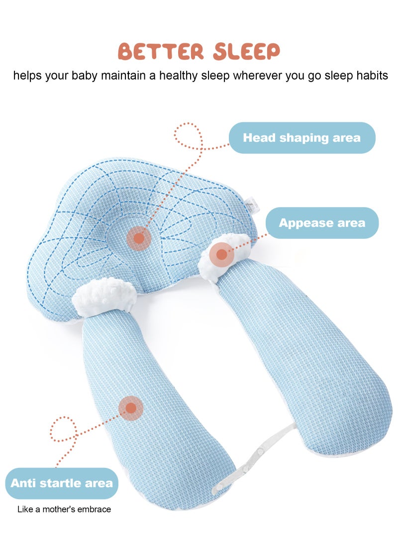 URbazaar Baby Head Shaping Pillow, Correction and Prevention of Head Deviation Newborn Baby Comfort Pillow, Anti-Startle Sleep Pillow, Winter and Summer Dual Use, for 0-36 Months Baby - Image 4