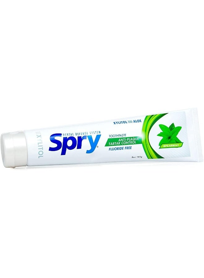 Spry Natural Xylitol Toothpaste 5oz for Adults and Kids - Fluoride Free, Gentle for Sensitive Teeth Whitening and Remineralizing, Breath Freshening, Mouth Moisturizing, Spearmint (Pack of 2) - Image 4