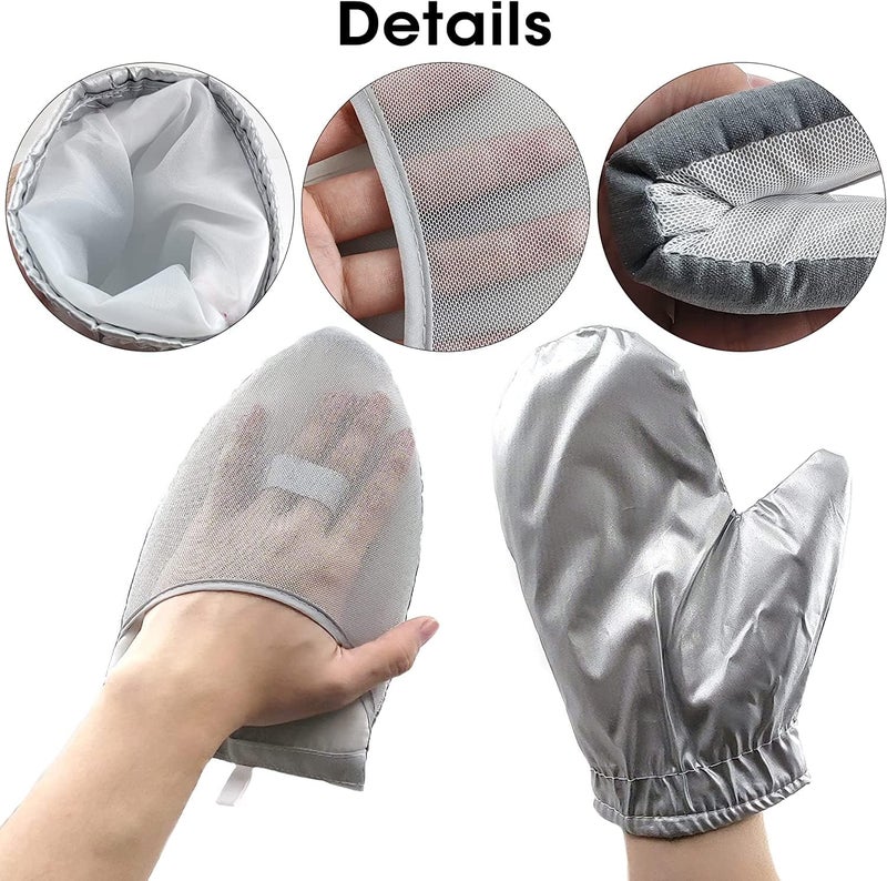 Bimkole 2 PCS Garment Steamer Ironing Glove, Anti Steam Gloves Waterproof Durable Heat Resistant Clothes Protective Ironing Glove for Garment Steamer Clothes Kitchen Baking Silver (Pointy) - Image 3