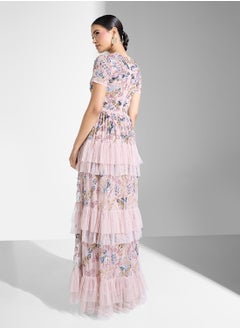 Maya V Neck Embellished Maxi With Tiered Skirt  - Image 2