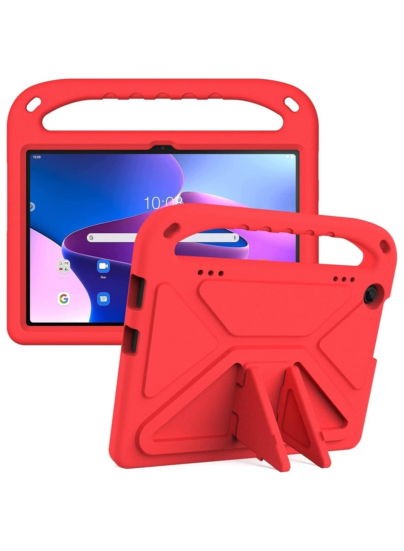 VKL Compatible with Lenovo Tab M10 3rd Gen 10.1 inch (TB-328FU/TB-328XU) 2022 Kids Tablet Case - EVA Lightweight Shockproof Dropproof Handle Kickstand Protective Cover (Red) - Image 1