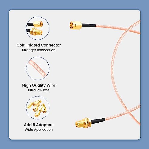 Anina 2-Pack 12 Inch SMA Male to SMA Female RF Coaxial Coax Cable RG316 Antenna Extension Cable Wire with 5pcs RF Coax Adapter Kit for 3G/4G/5G WiFi LTE Router Gateway Cellular Ham Radio Camera - Image 5