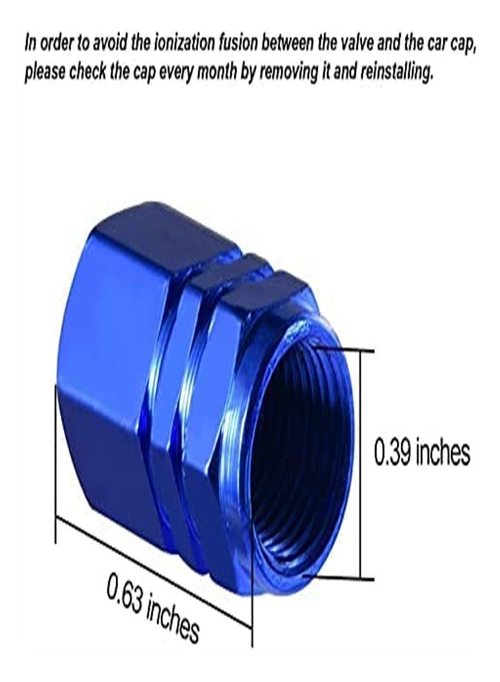 Goolsky أغطية صمامات عجلات الإطارات 4 قطع، غطاء إطارات مضاد للغبار، شكل سداسي أزرق - Image 4