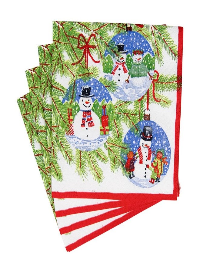 Caspari Snowman Ornaments Cocktail Napkins - 20 Per Package - Image 2