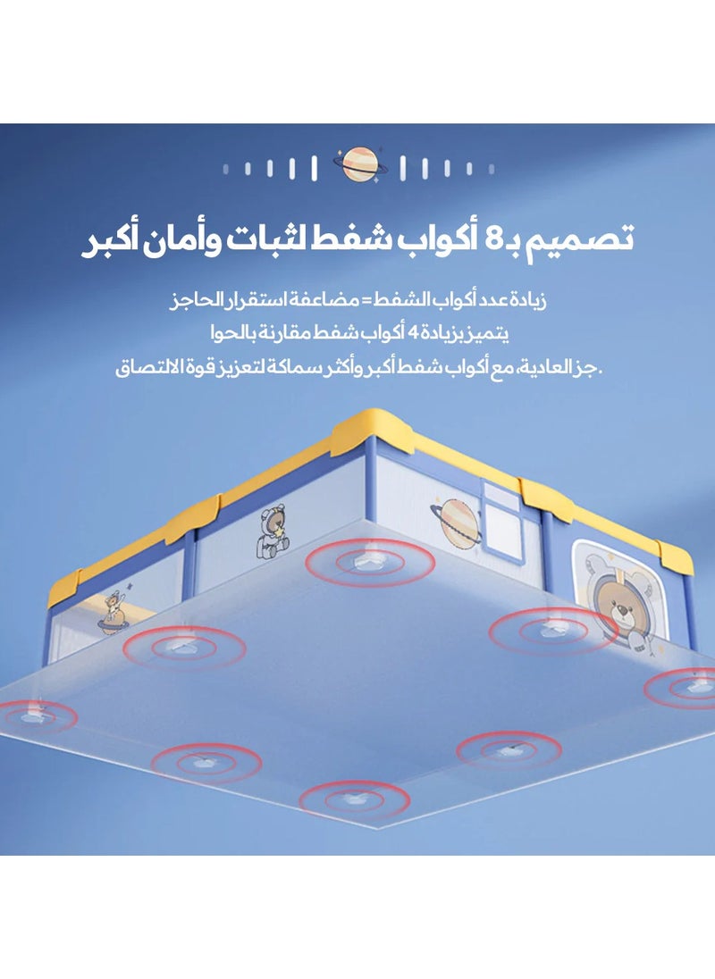 بيرفين سياج حوض لعب للأطفال 150 × 180 سم، سياج حوض لعب آمنة كبيرة للأطفال الرضع والأطفال الصغار، سياج حوض لعب محمولة مضادة للسقوط مع شبكة قابلة للتنفس، تتضمن 60 كرة بحرية وحلقتين سحب وحقيبة تخزين (أزرق)  - Image 3