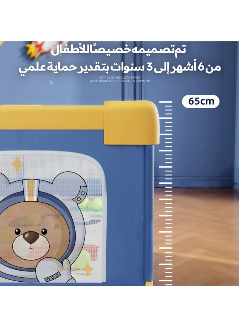 بيرفين سياج حوض لعب للأطفال 150 × 180 سم، سياج حوض لعب آمنة كبيرة للأطفال الرضع والأطفال الصغار، سياج حوض لعب محمولة مضادة للسقوط مع شبكة قابلة للتنفس، تتضمن 60 كرة بحرية وحلقتين سحب وحقيبة تخزين (أزرق)  - Image 2