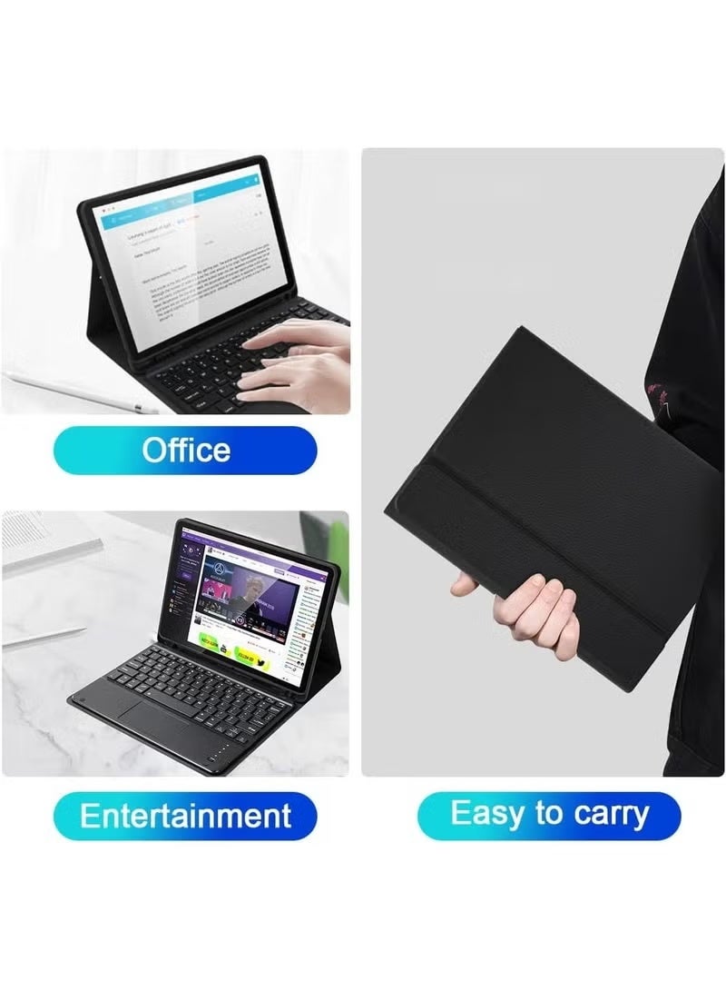 حافظة لوحة مفاتيح مغناطيسية لجهاز iPad الجديد (الجيل الحادي عشر، 11 بوصة، طراز A16 لعام 2025) وiPad (الجيل العاشر، 10.9 بوصة، 2022)؛ تتضمن لوحة مفاتيح لاسلكية قابلة للفصل تعمل بتقنية Bluetooth مع لوحة لمس وحامل للقلم - لون أسود. - Image 3