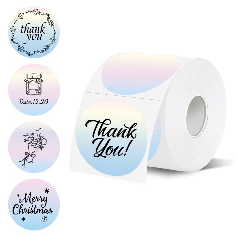starboling Thermal Labels,2 Inch Colored Round Thermal Printer Stickers,Self-Adhesive Round Direct Thermal Labels,Thermal Stickers for DIY Logo Design,Name Tag (500/Roll) - Image 1