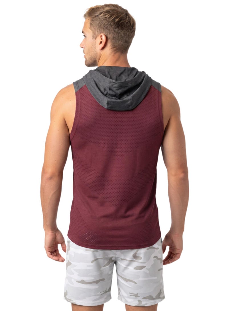 thugfit PowerTower high-intensity Men's Hoodie - Burgundy - Image 2