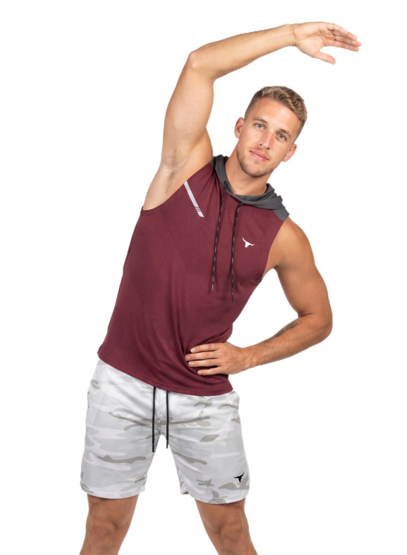 thugfit PowerTower high-intensity Men's Hoodie - Burgundy - Image 3