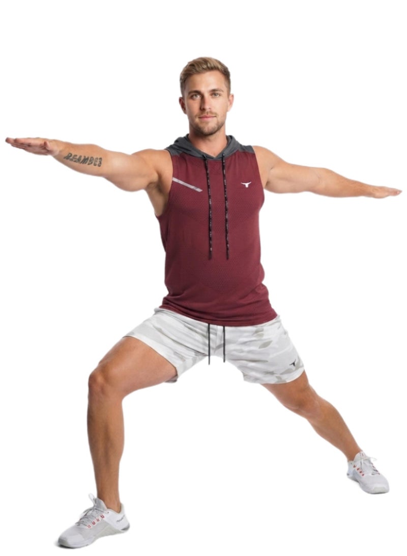 thugfit PowerTower high-intensity Men's Hoodie - Burgundy - Image 4