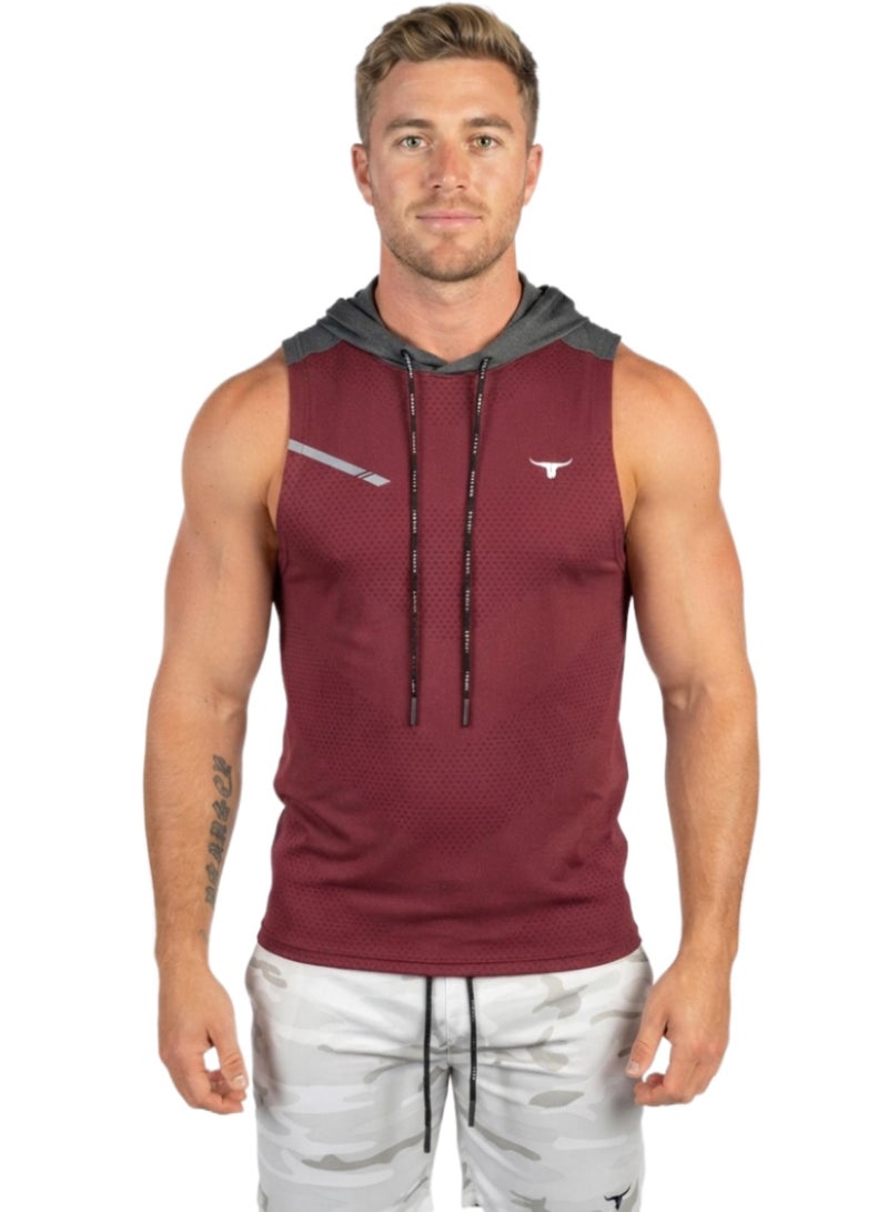 thugfit PowerTower high-intensity Men's Hoodie - Burgundy - Image 1