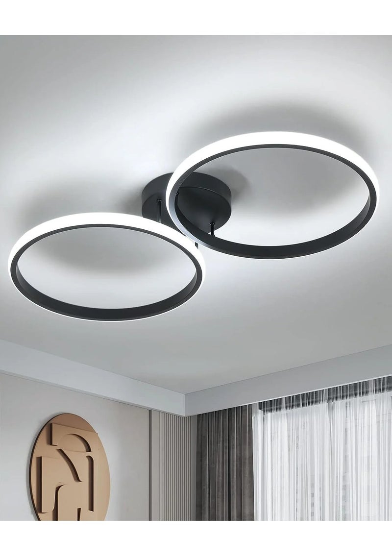Comely - LED Ceiling Light, Modern Ceiling Lamp, Double Ring LED Ceiling Light, Black Acrylic Ceiling Lamp - Image 1