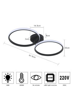 Comely LED Ceiling Light, Modern Ceiling Lamp, Double Ring LED Ceiling Light, Black Acrylic Ceiling Lamp  - Image 5