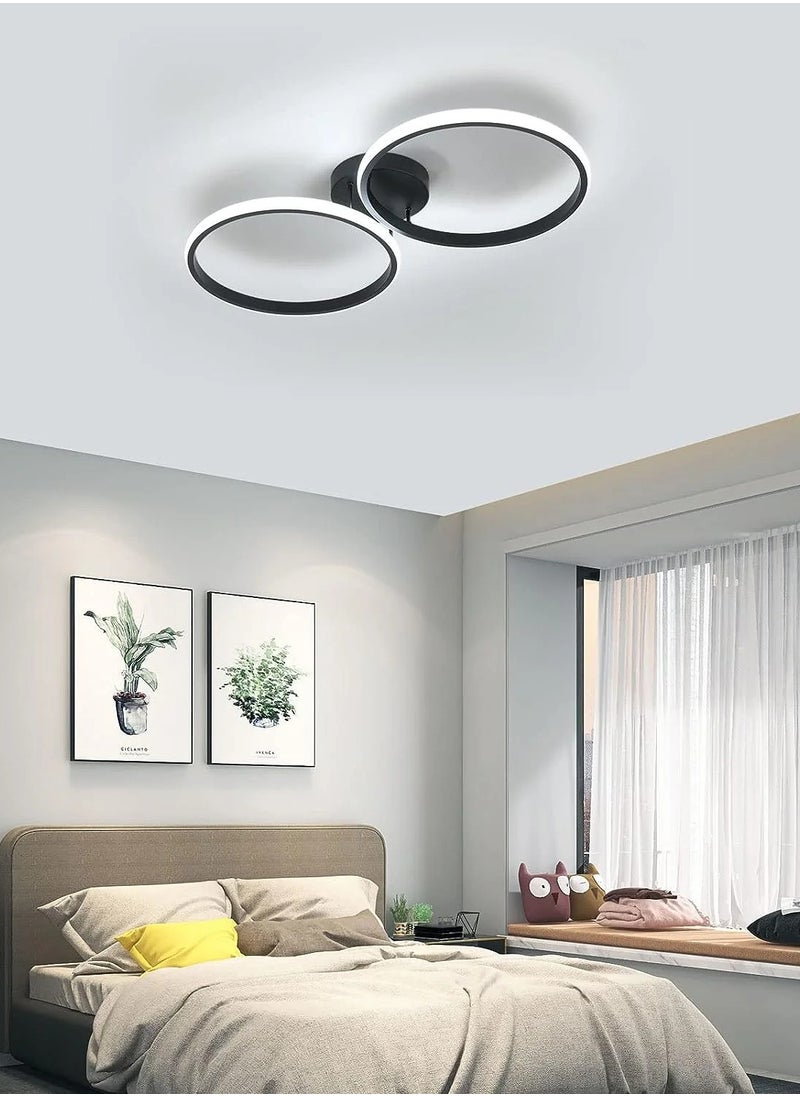 Comely - LED Ceiling Light, Modern Ceiling Lamp, Double Ring LED Ceiling Light, Black Acrylic Ceiling Lamp - Image 1