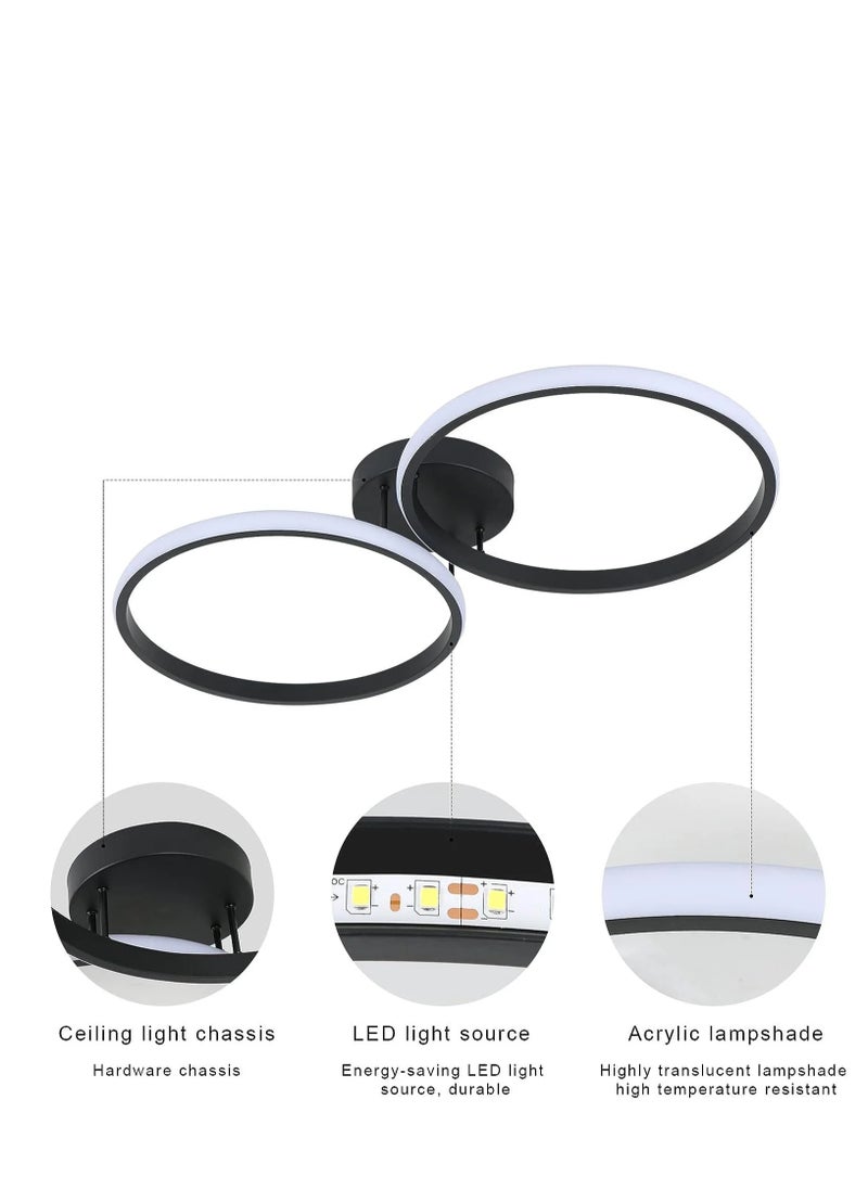 Comely - LED Ceiling Light, Modern Ceiling Lamp, Double Ring LED Ceiling Light, Black Acrylic Ceiling Lamp - Image 1
